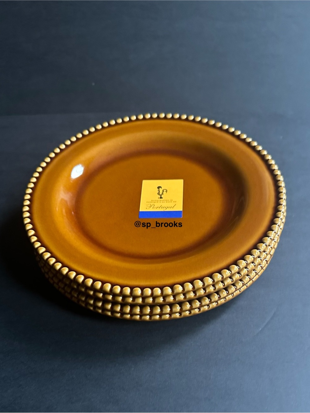 🎁4PC MATCERAMICA Portugal Handcrafted Ceramic Salad Plates - 9” Bronze Brown